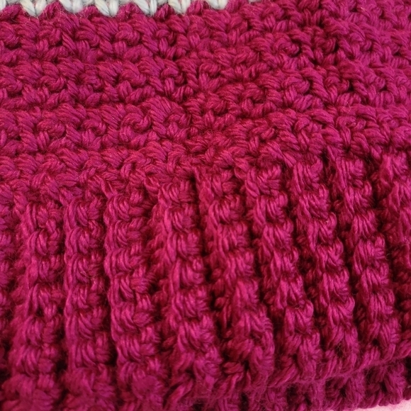 VINTAGE Handmade Orange Teal and Maroon Loose Knit Crochet Pullover Sweater - Picture 2 of 10